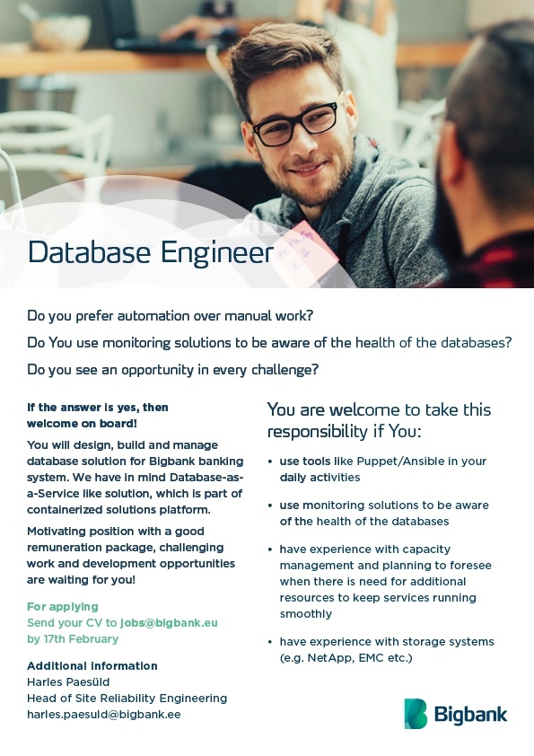 Bigbank AS Database Engineer