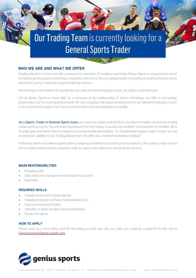 Genius Sports Services Eesti OÜ General Sports Trader (Part-Time)