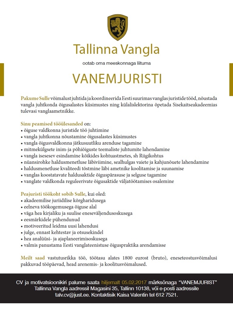Tallinna Vangla Vanemjurist