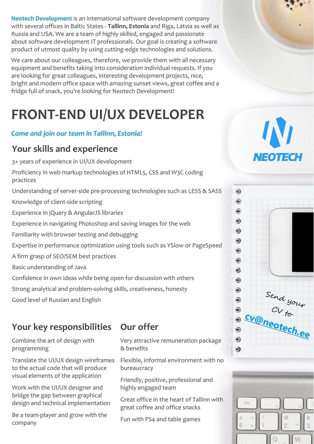 NEOTECH DEVELOPMENT OÜ Front-End UI/UX Developer