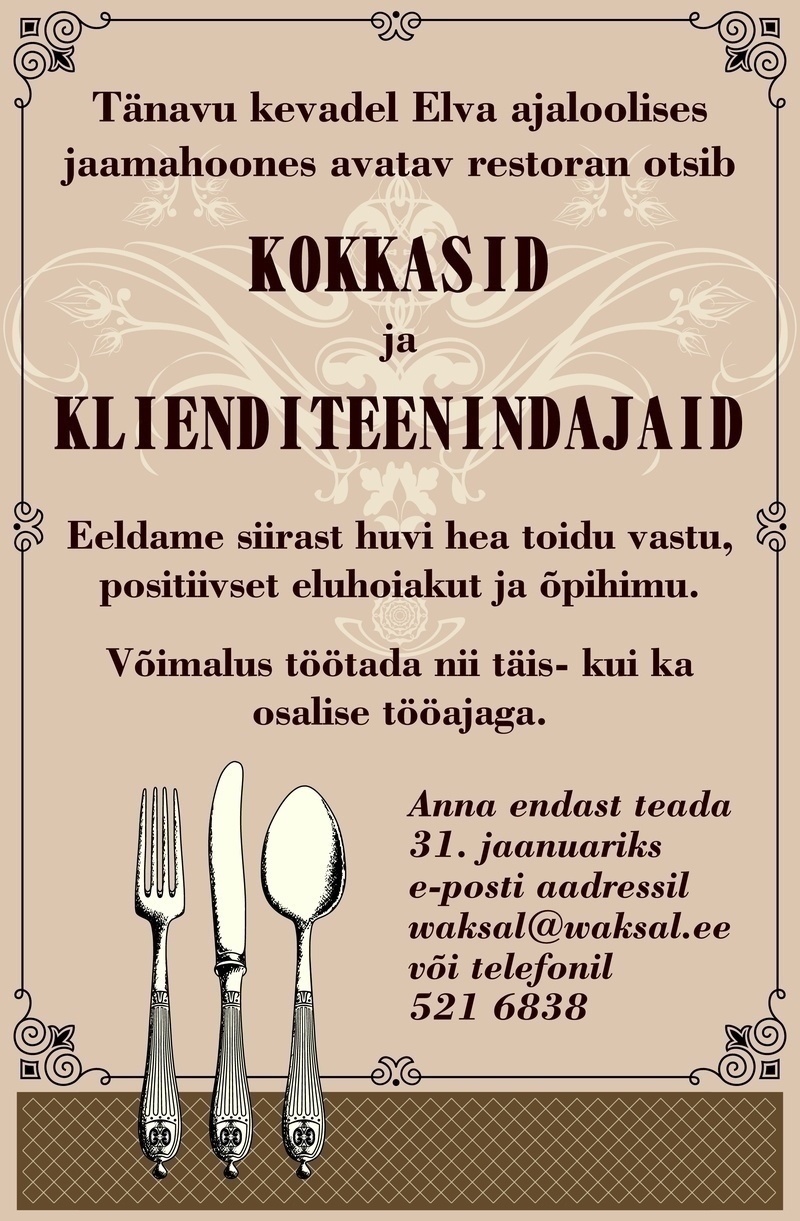 Restoran Waksal OÜ Kokk