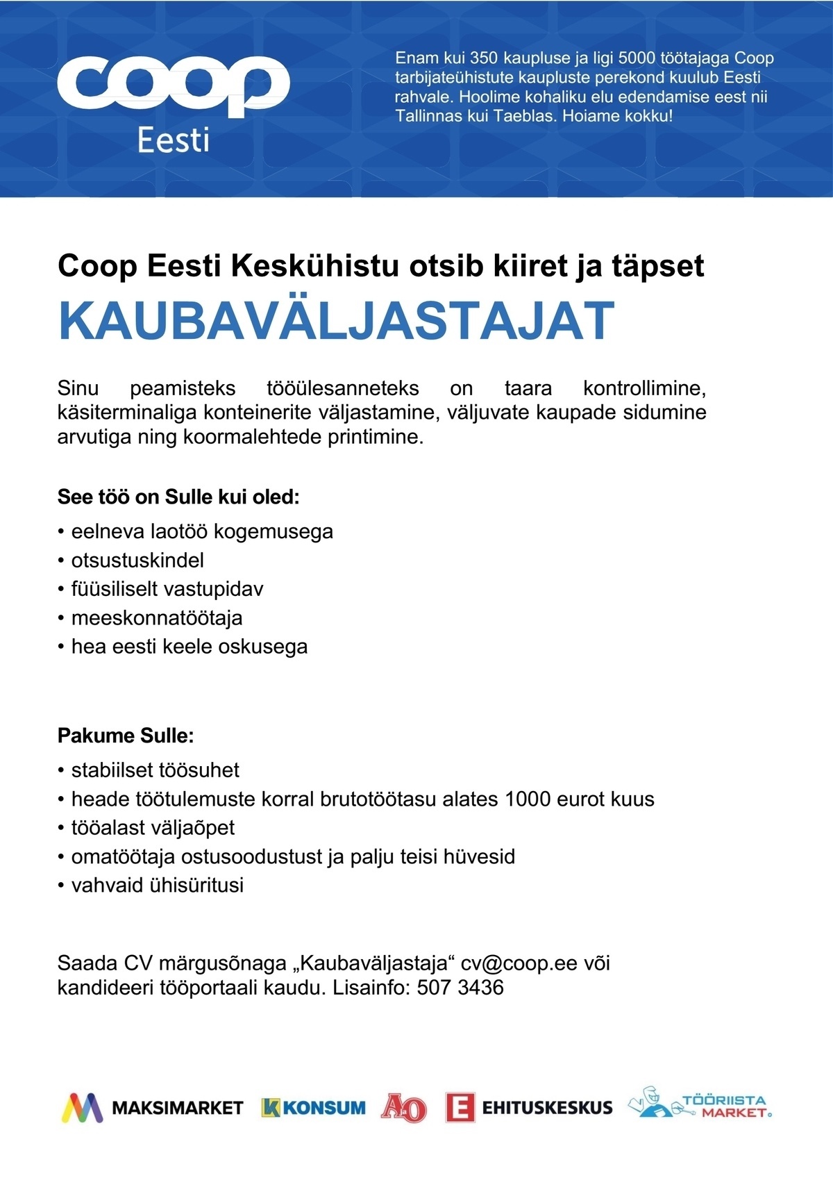 Coop Eesti Keskühistu Kaubaväljastaja (jaheladu)