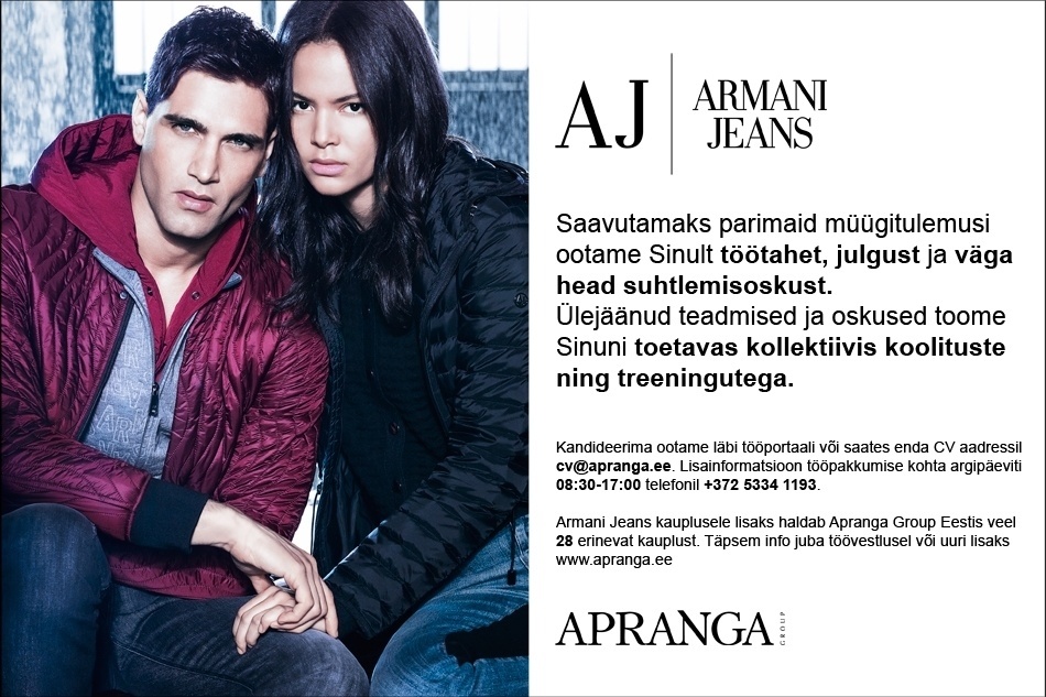 Apranga Estonia OÜ Armani Jeans müügikonsultant