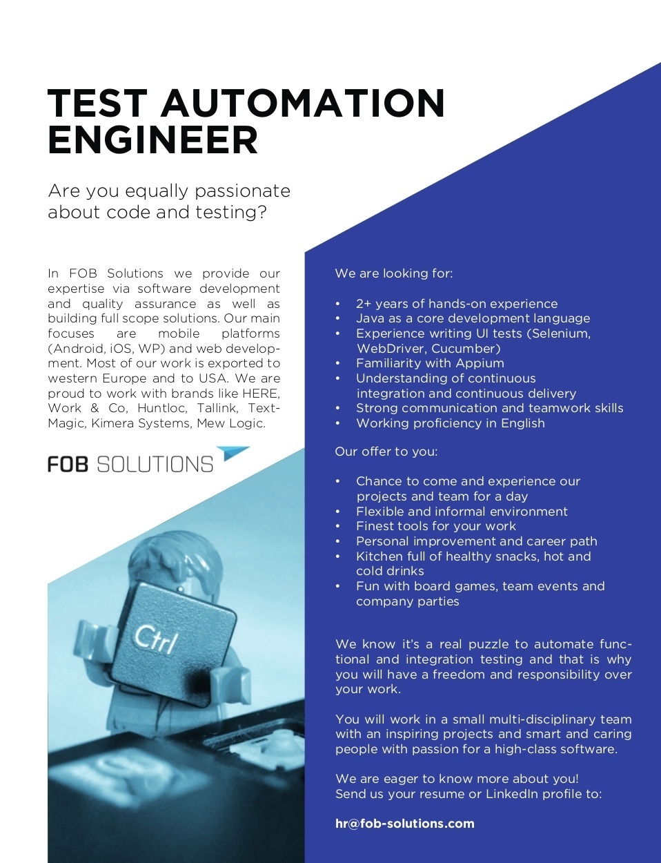 FOB Solutions OÜ Test Automation Engineer