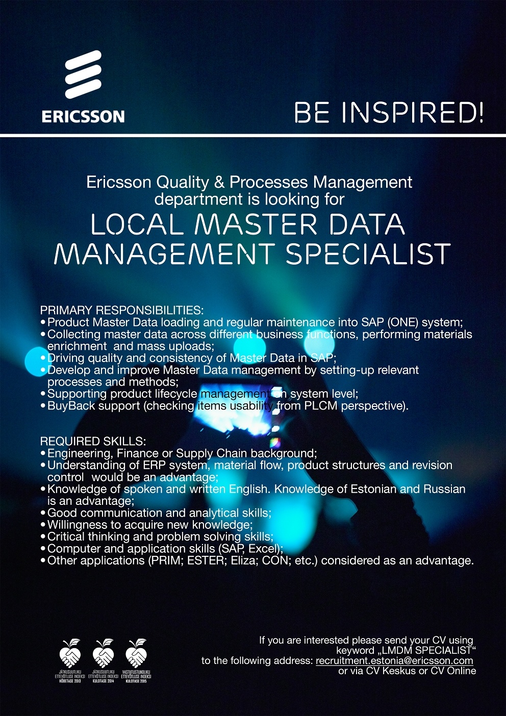 Ericsson Eesti AS Local Master Data Management Specialist