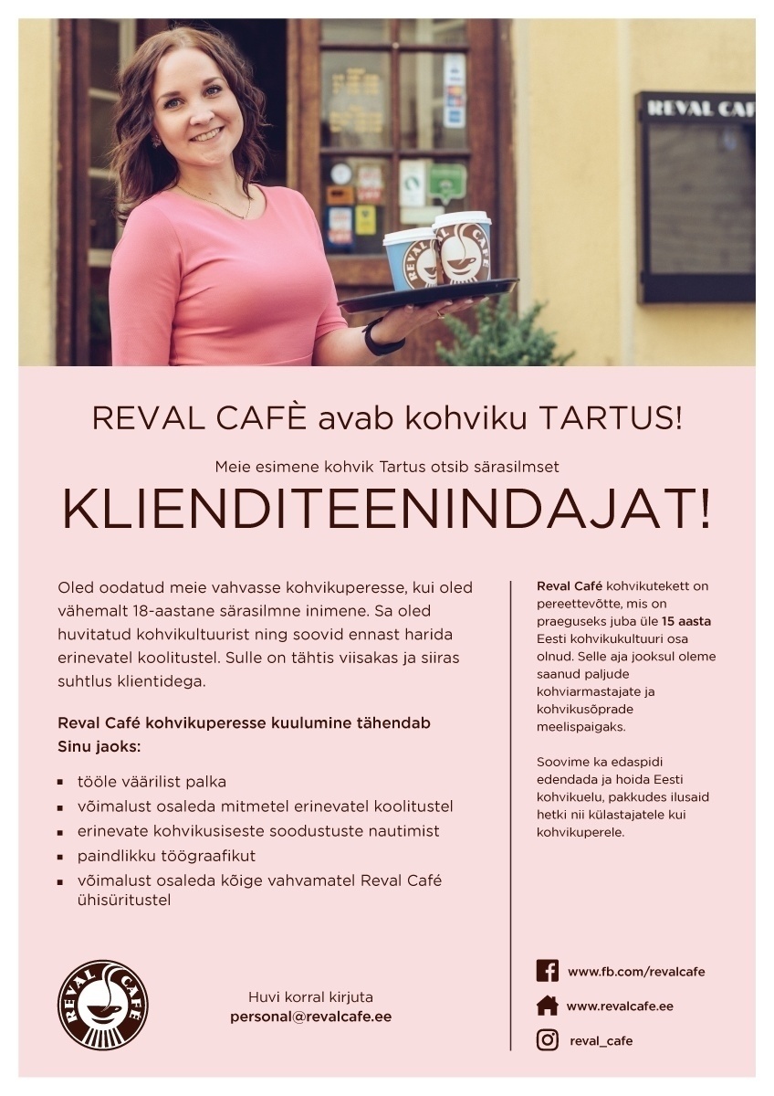 Esperan OÜ Reval Cafe Klienditeenindaja