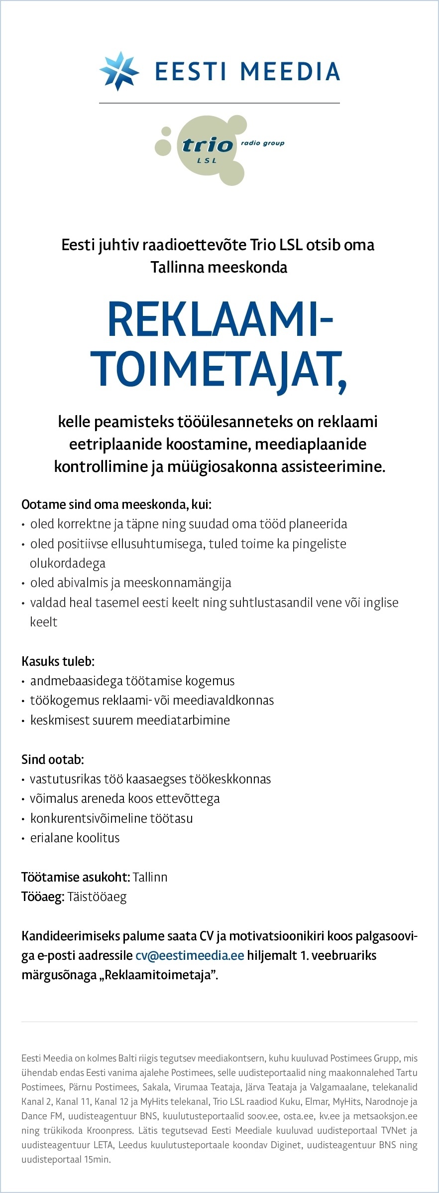 CVKeskus.ee klient Reklaamitoimetaja