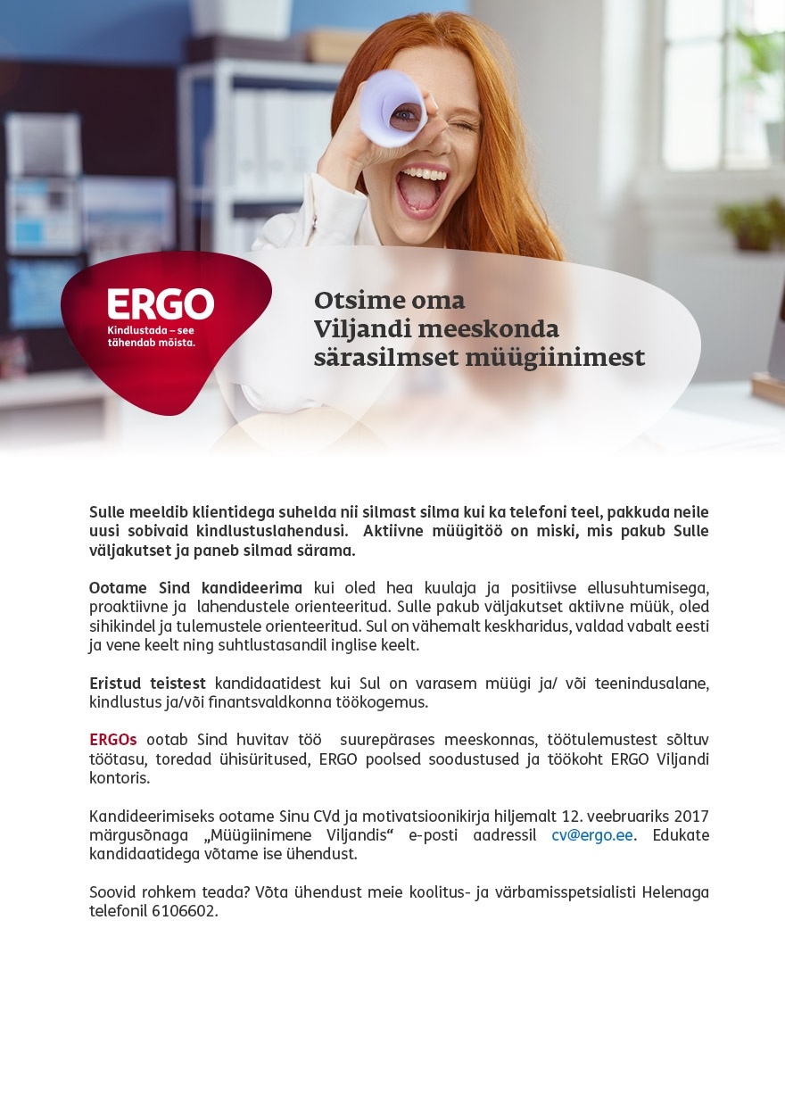 ERGO Insurance SE Särasilmne müügiinimene Viljandis