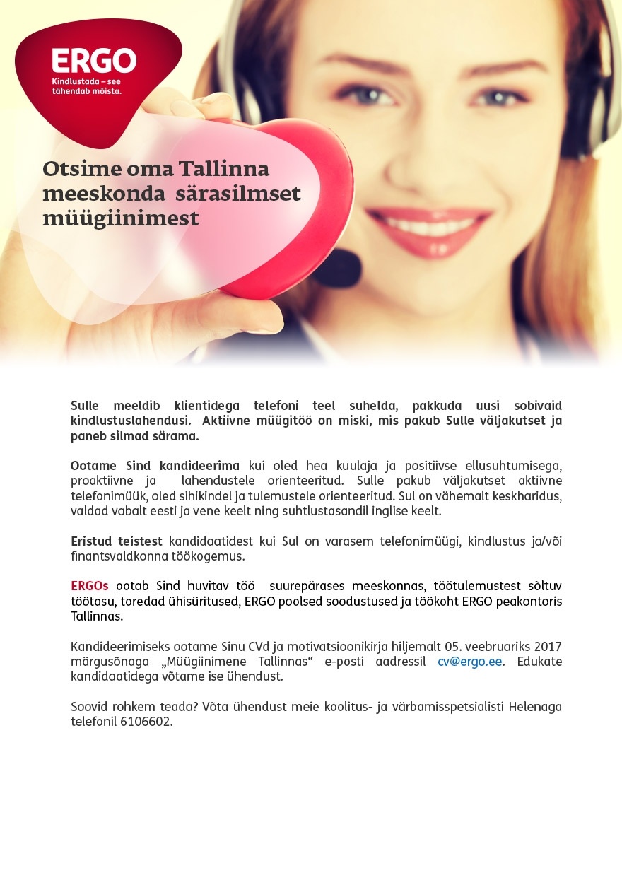 ERGO Insurance SE Särasilmne müügiinimene Tallinnas