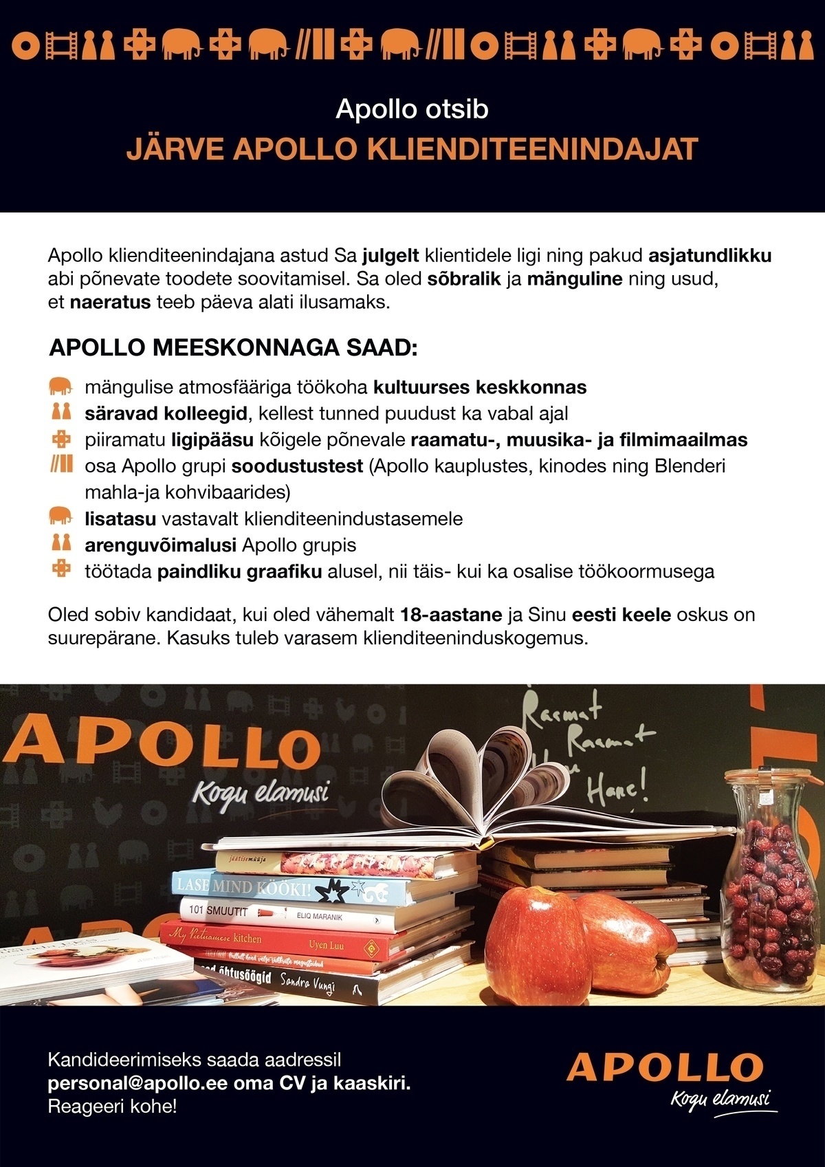 APOLLO HOLDING OÜ Järve Keskuse Apollo otsib klienditeenindajat 