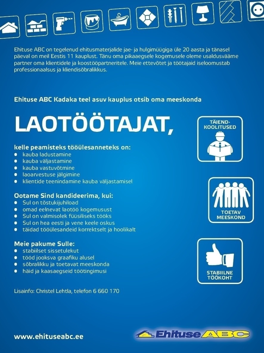 Optimera Estonia AS - Ehituse ABC Laotöötaja (Kadaka tee Ehituse ABC)