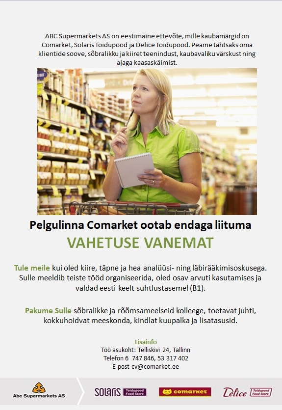 Abc Supermarkets AS VAHETUSE VANEM Pelgulinna Comarketis