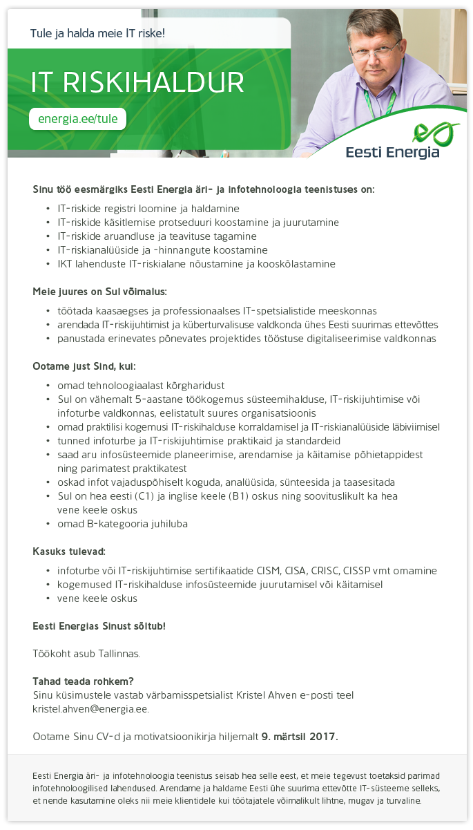 Eesti Energia AS IT-RISKIHALDUR