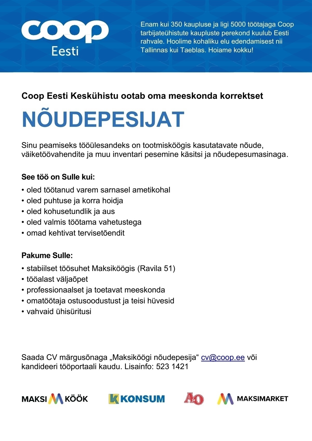 Coop Eesti Keskühistu Nõudepesija (Maksiköök)