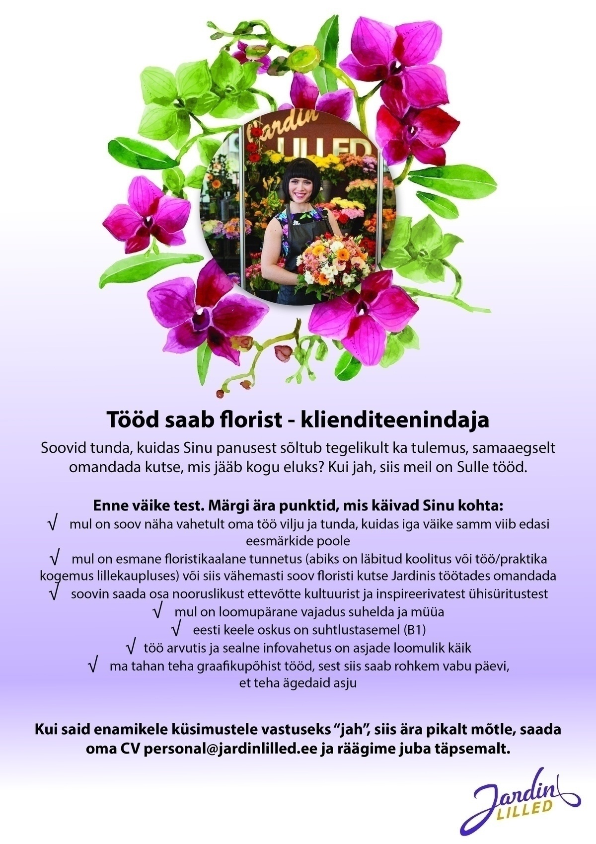 Jardin OÜ Florist-klienditeenindaja (Tartu)