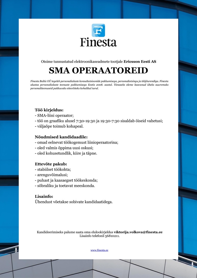 Finesta Baltic OÜ SMA operaator
