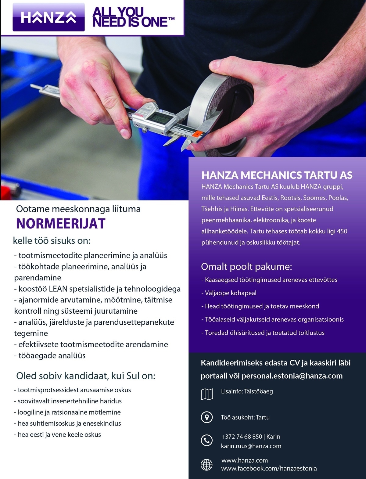 HANZA Mechanics Tartu AS Normeerija