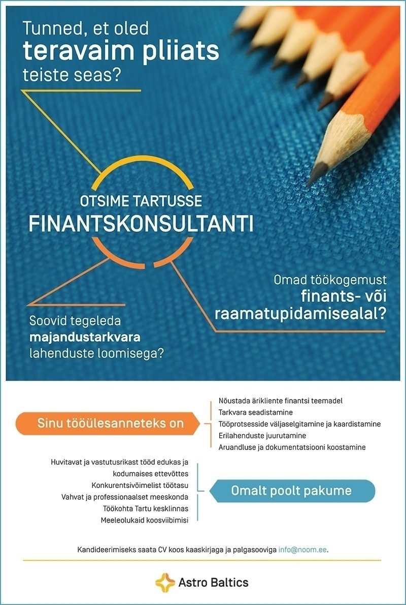 ASTRO BALTICS OÜ Finantskonsultant
