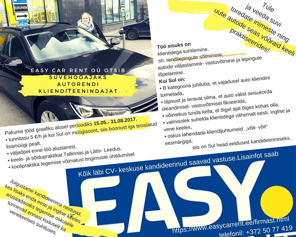 EASY CAR RENT OÜ Klienditeenindaja