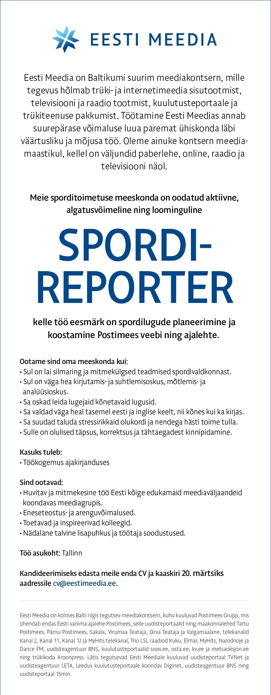 Eesti Meedia AS SPORDIREPORTER