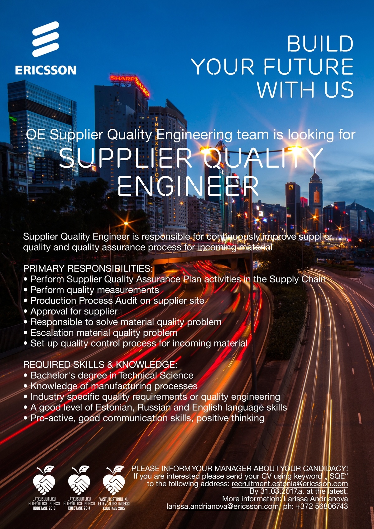 Ericsson Eesti AS Supplier Quality Engineer 