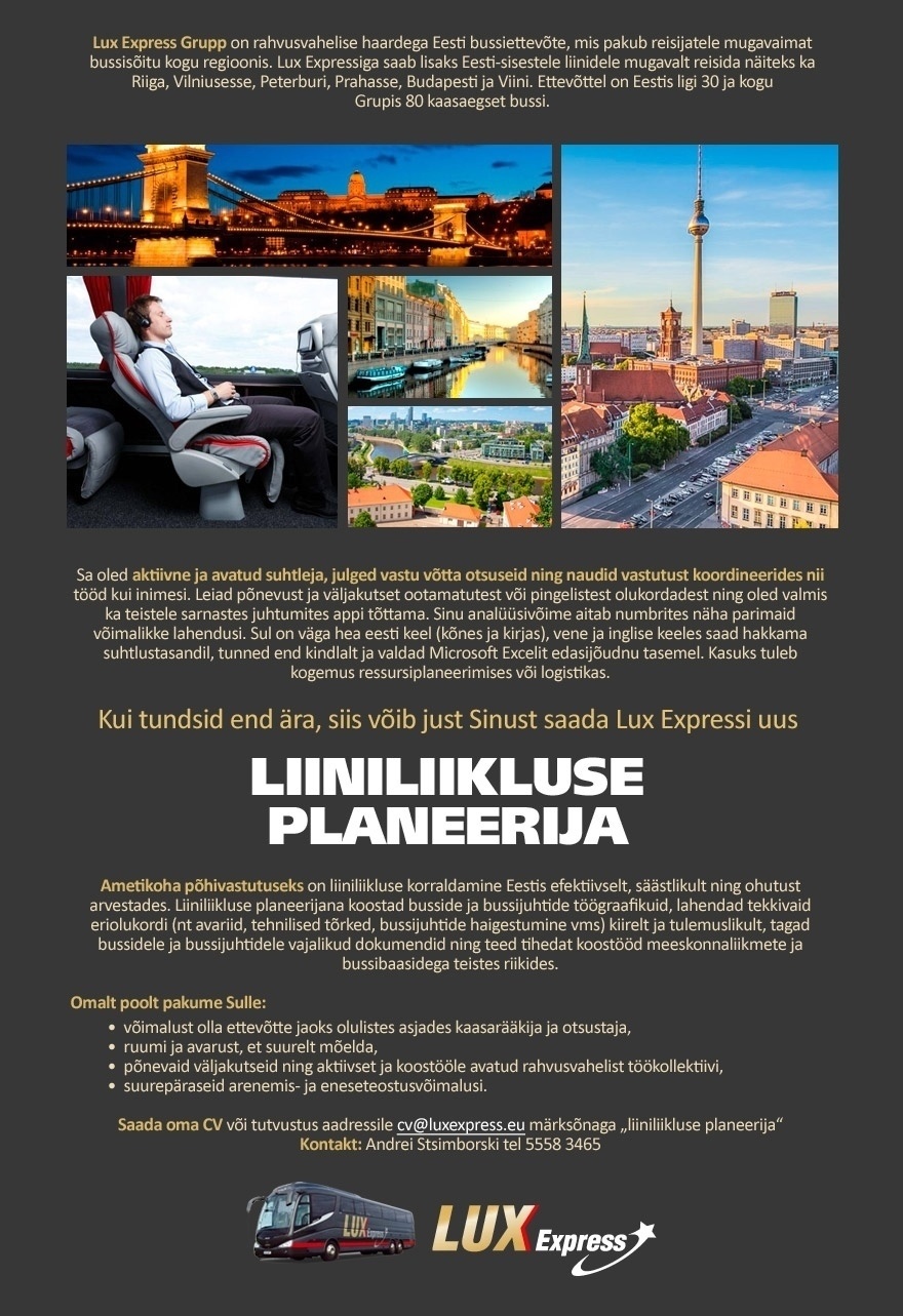Lux Express Estonia AS Liiniliikluse planeerija