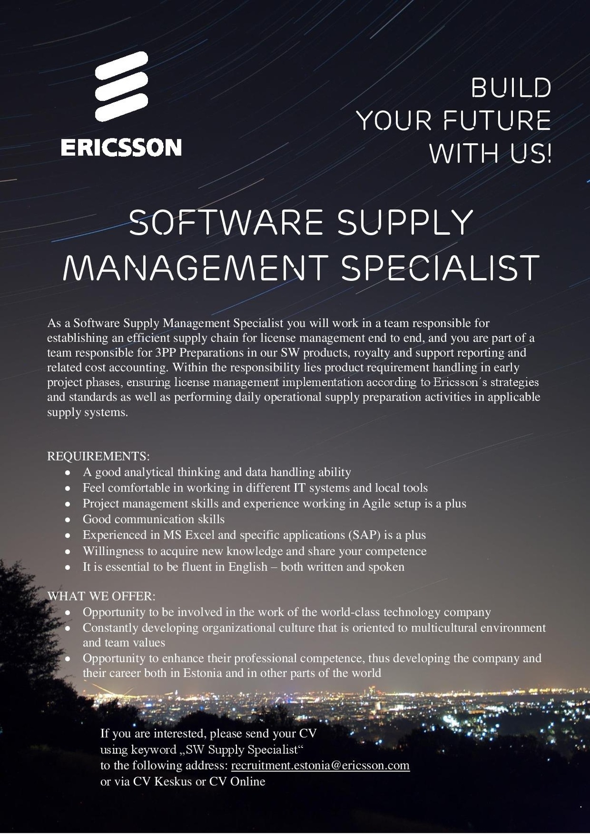 Ericsson Eesti AS Software Supply Management Specialist
