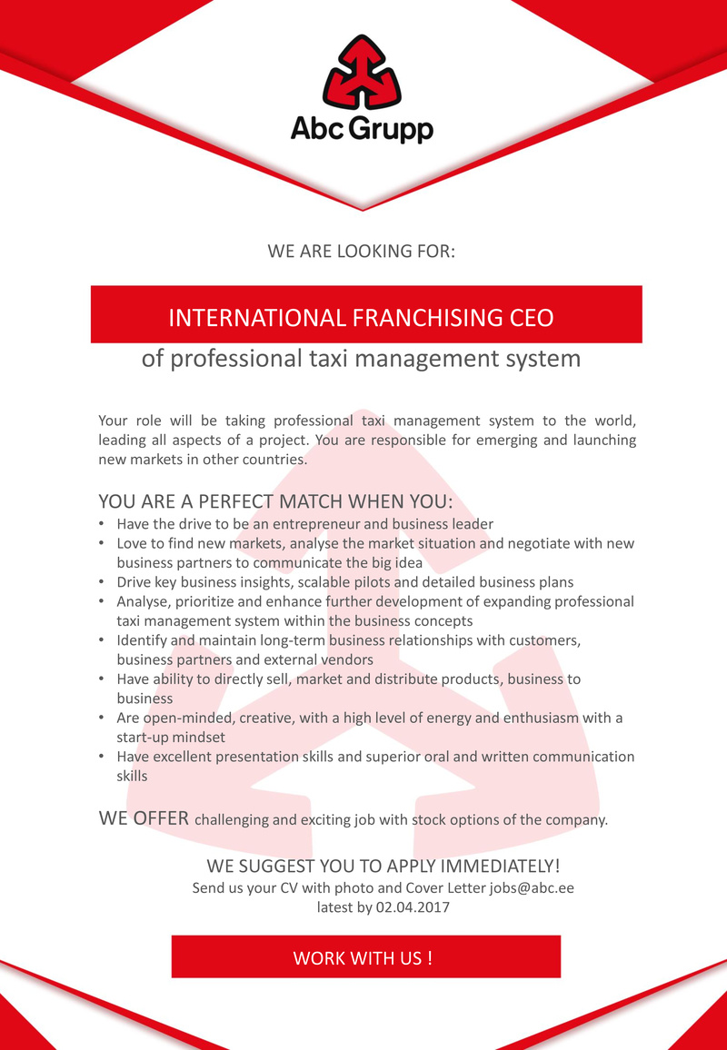 ABC Grupi AS INTERNATIONAL FRANCHISING CEO of professional taxi management system
