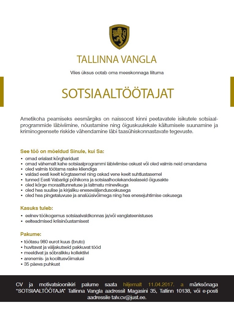 Tallinna Vangla Sotsiaaltöötaja