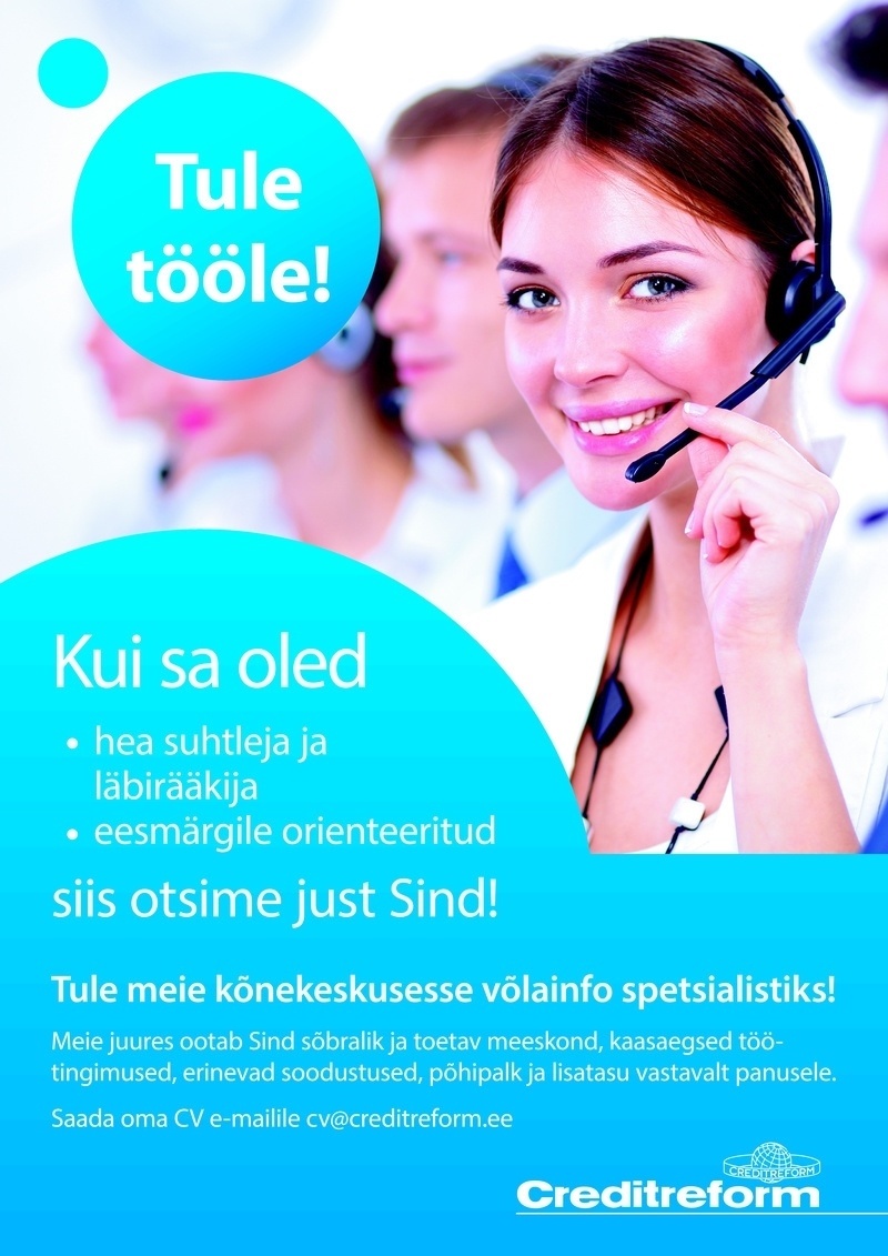 Creditreform Eesti OÜ Kõnekeskuse võlainfo spetsialist