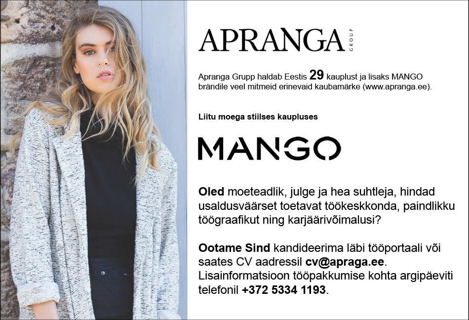 Apranga Estonia OÜ MANGO müügikonsultant