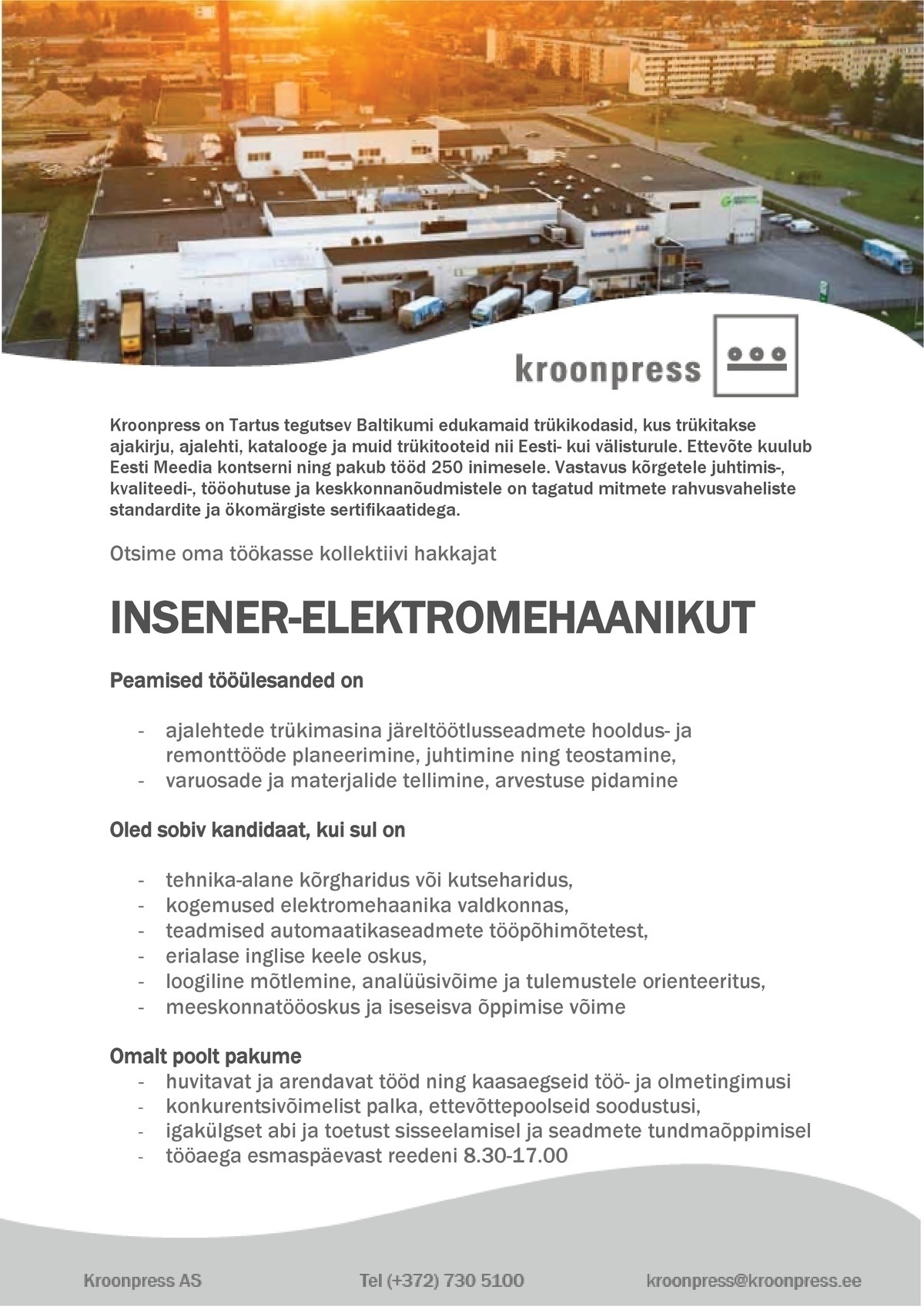 Kroonpress AS Insener- elektromehaanik
