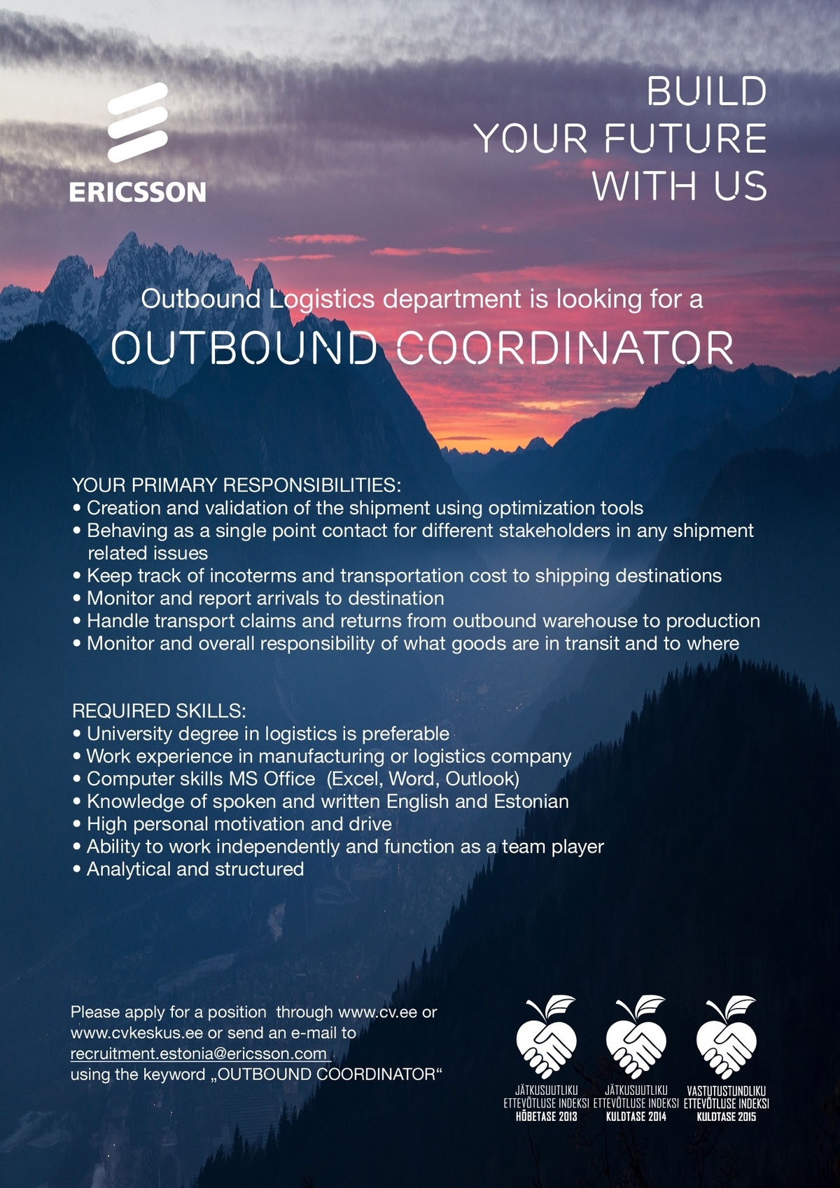 Ericsson Eesti AS Outbound Coordinator