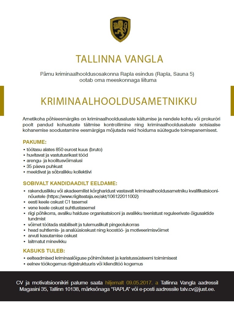 Tallinna Vangla Kriminaalhooldusametnik