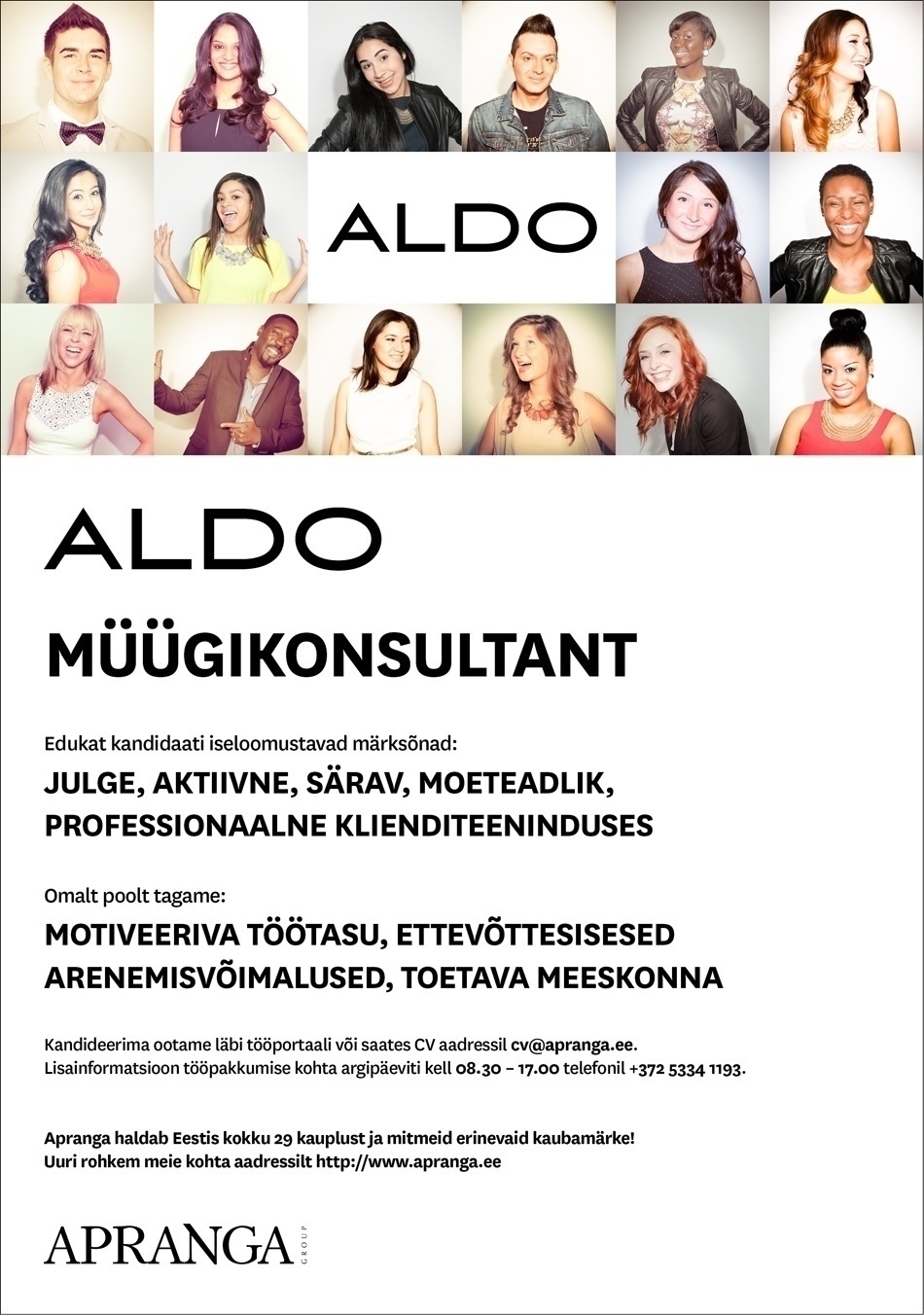 Apranga Estonia OÜ ALDO professionaalne müügikonsultant