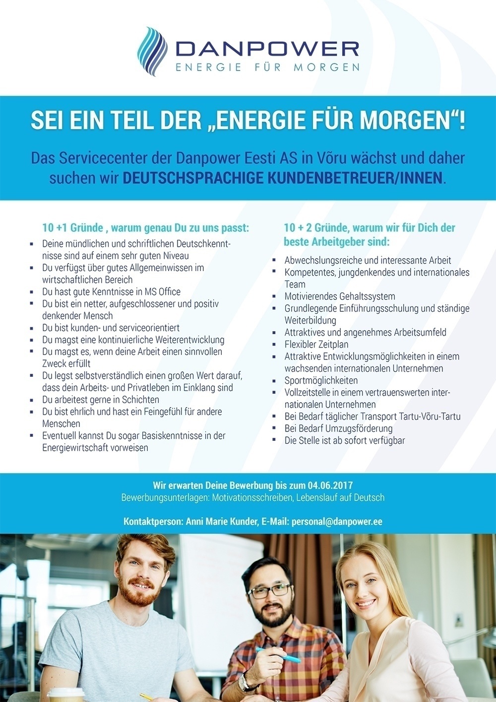 Danpower Eesti AS Deutschsprachige Kundenbetreuer / Saksa keele oskusega klienditeenindaja