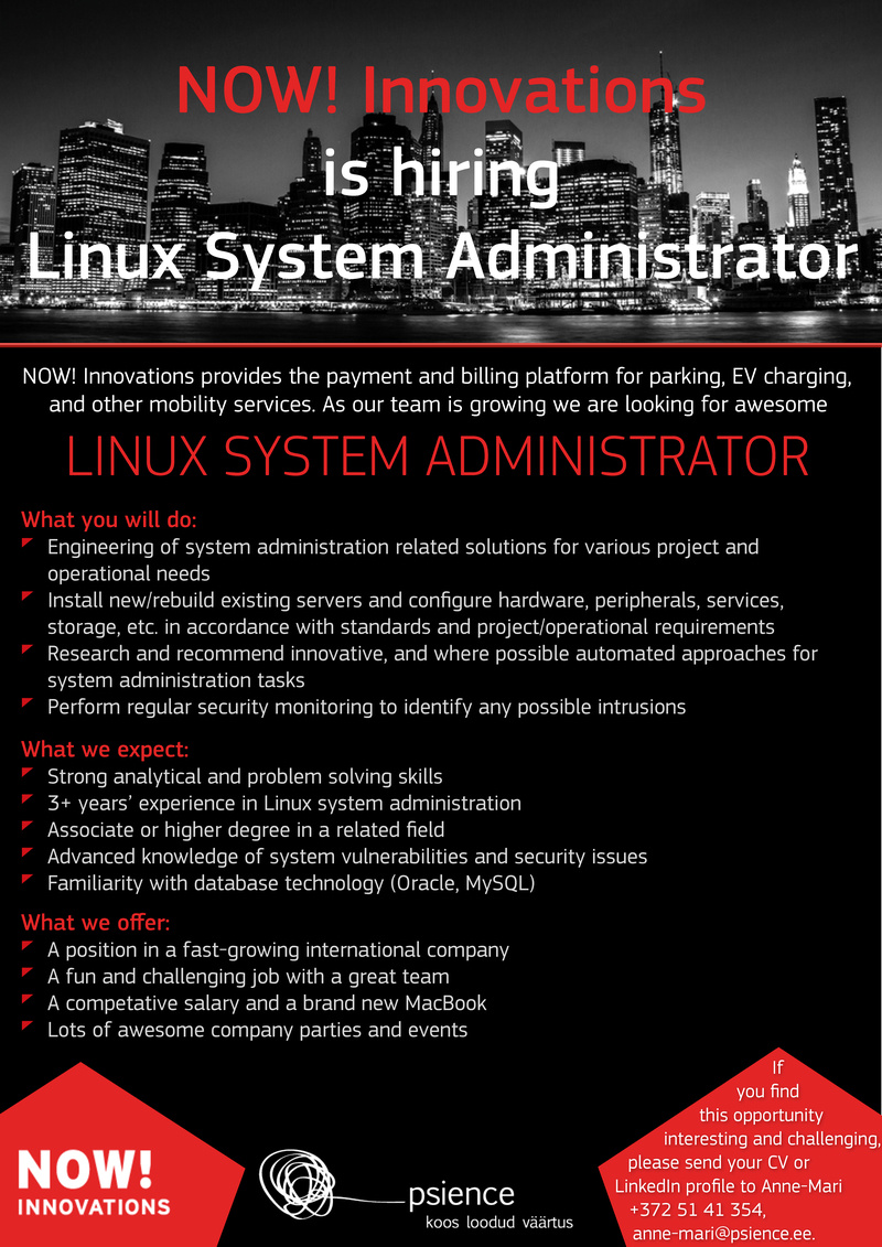 PSIENCE OÜ LINUX SYSTEM ADMINISTRATOR