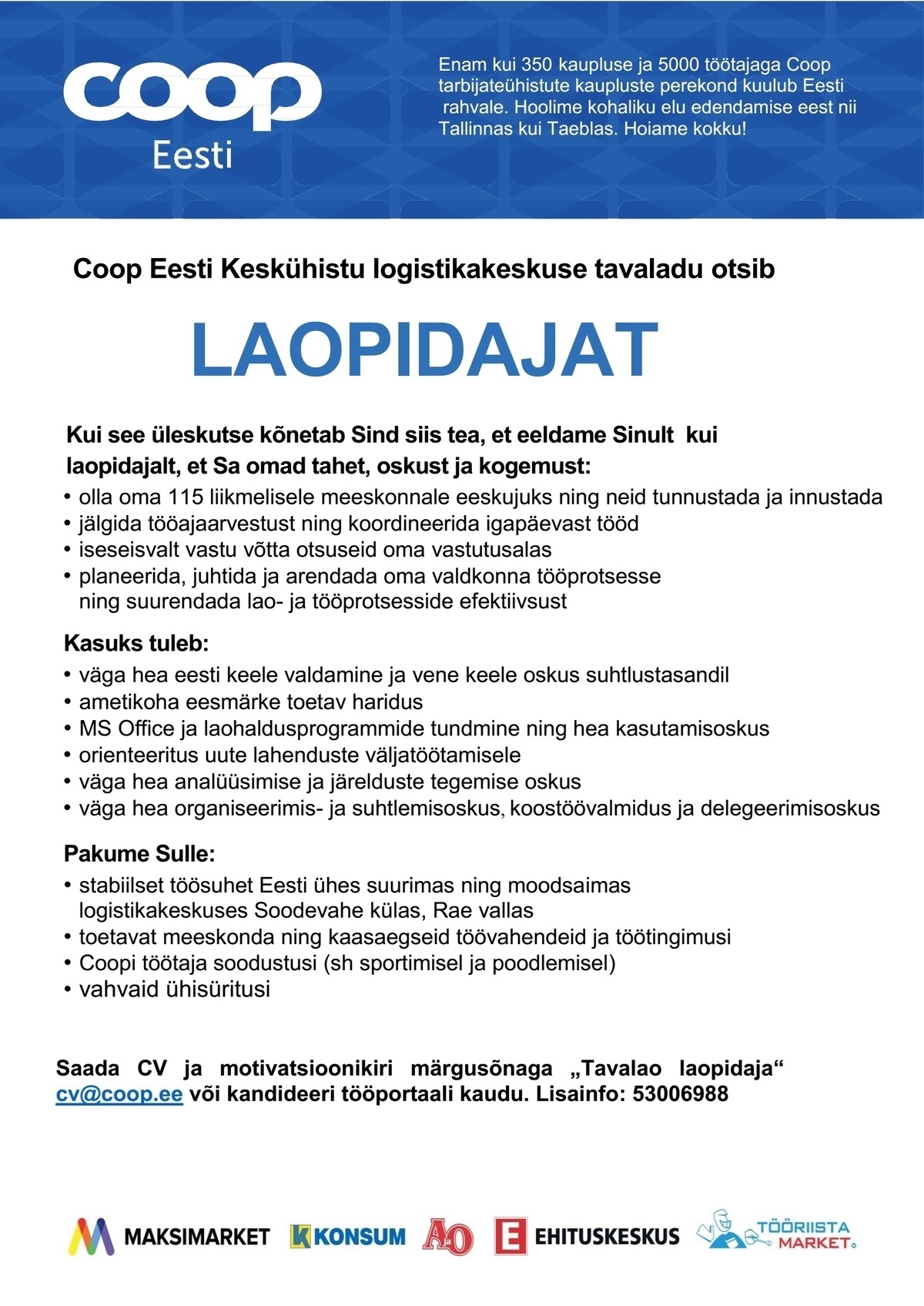 Coop Eesti Keskühistu Laopidaja (tavaladu)
