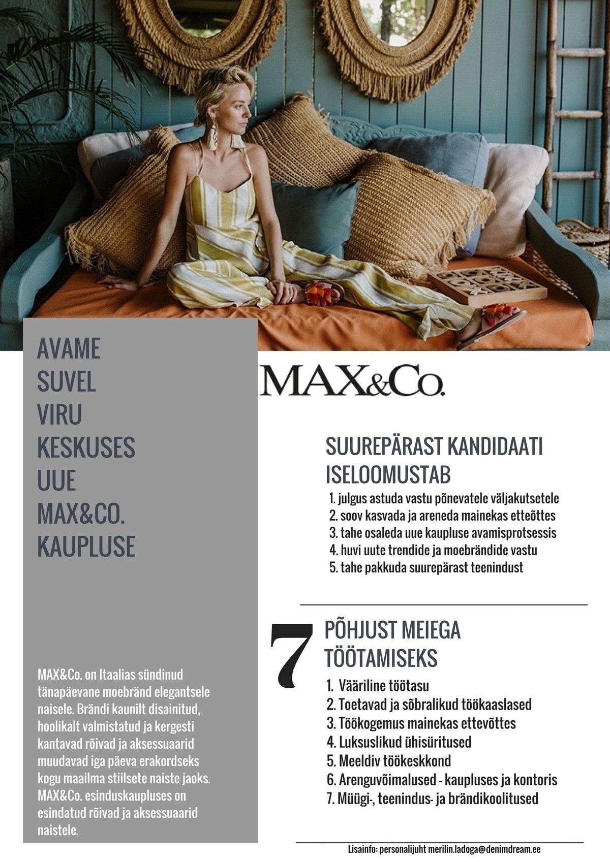 Põldma Kaubanduse AS Uue Viru MAX&Co.esinduskaupluse MÜÜGIKONSULTANT