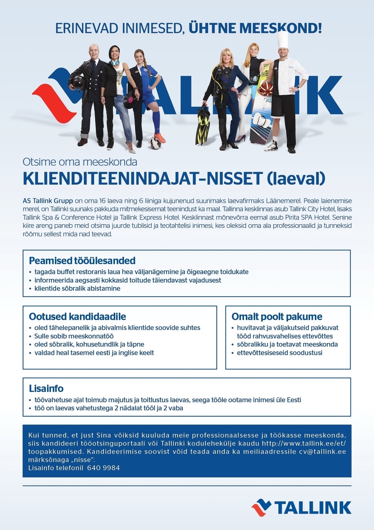 Tallink Grupp AS Klienditeenindaja-nisse (laeval)