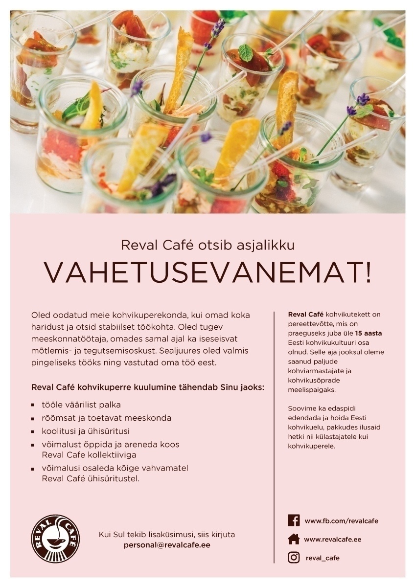 Esperan OÜ Reval Cafe Kokk - Vahetusevanem
