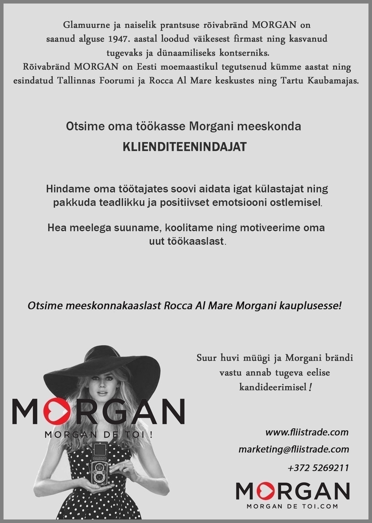 FLIIS TRADE OÜ Klienditeenindaja Morgan