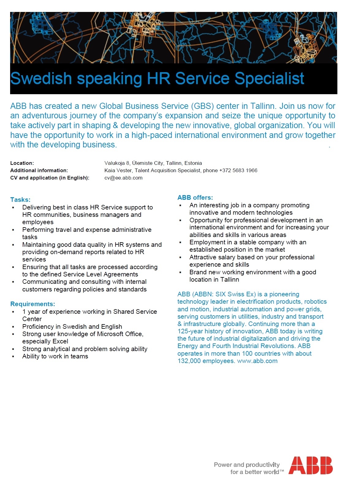 ABB AS Swedish speaking HR Service Specialist