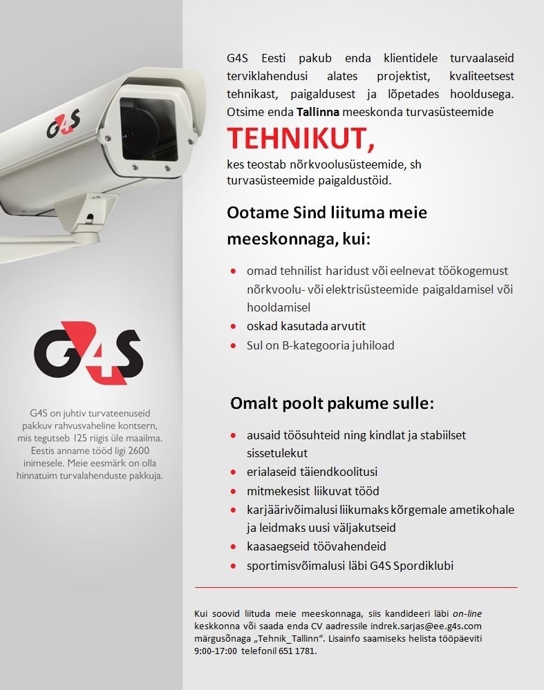 AS G4S Eesti Turvasüsteemide tehnik