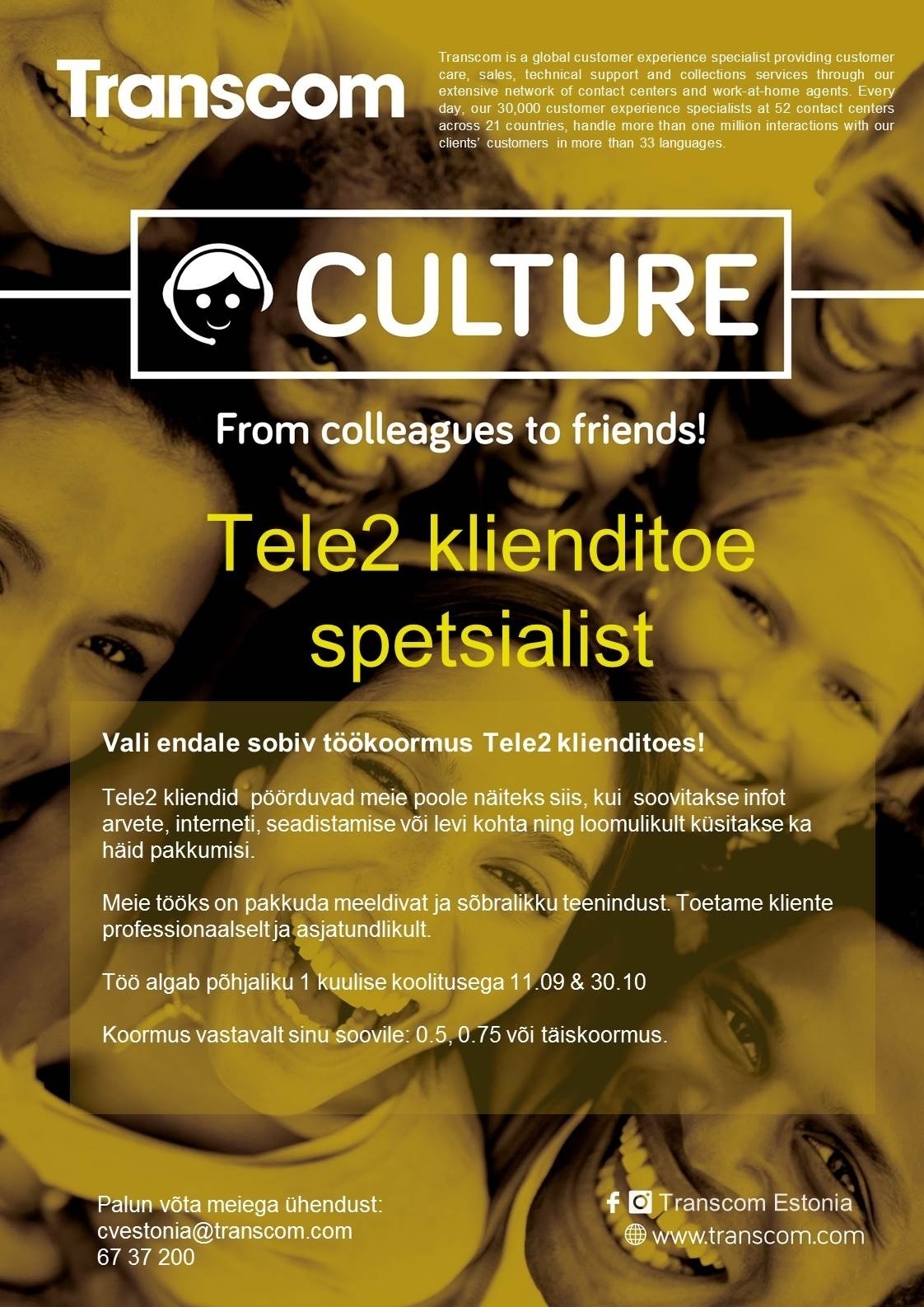 Transcom Eesti OÜ Tele2 klienditoe spetsialist