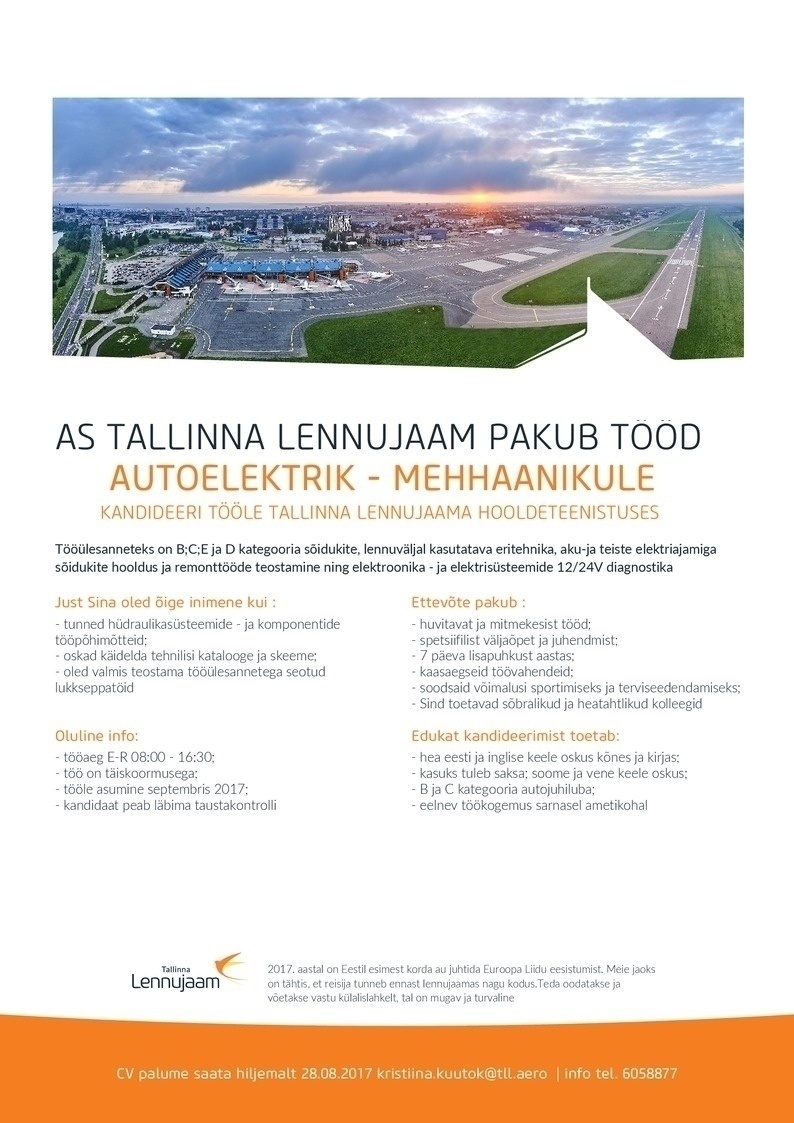 Tallinna Lennujaam AS Autoelektrik - mehhaanik
