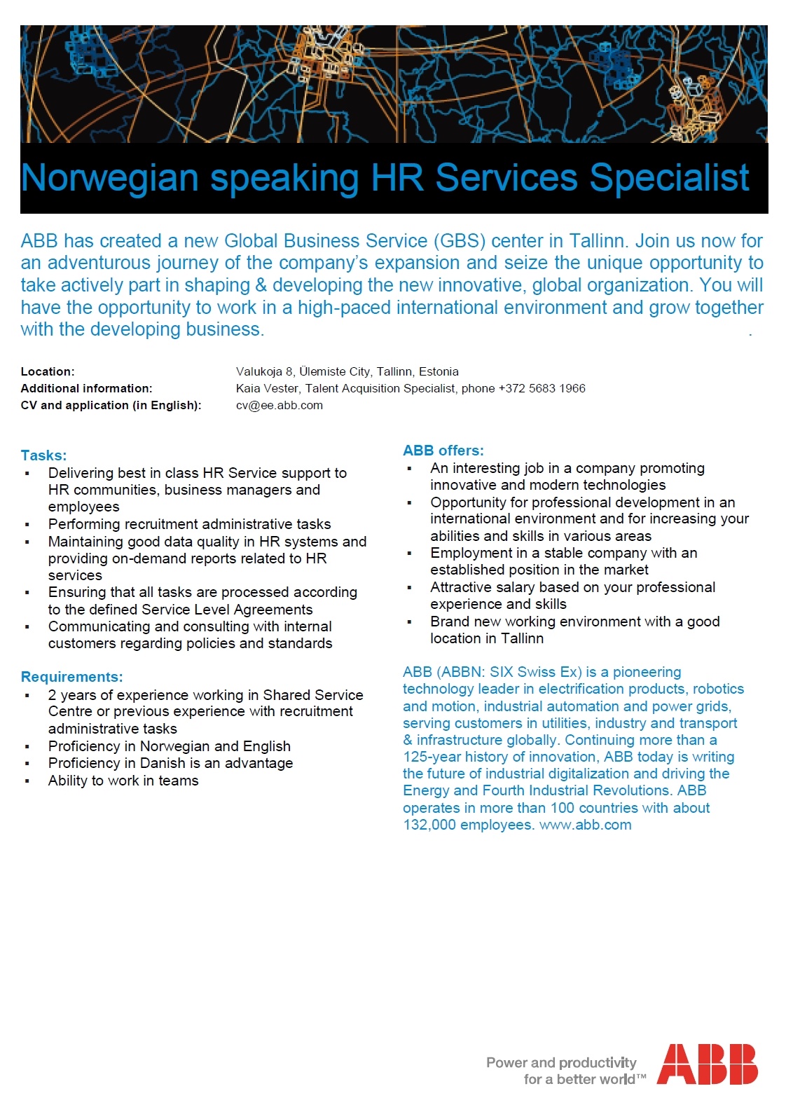 ABB AS Norwegian speaking HR Services Specialist