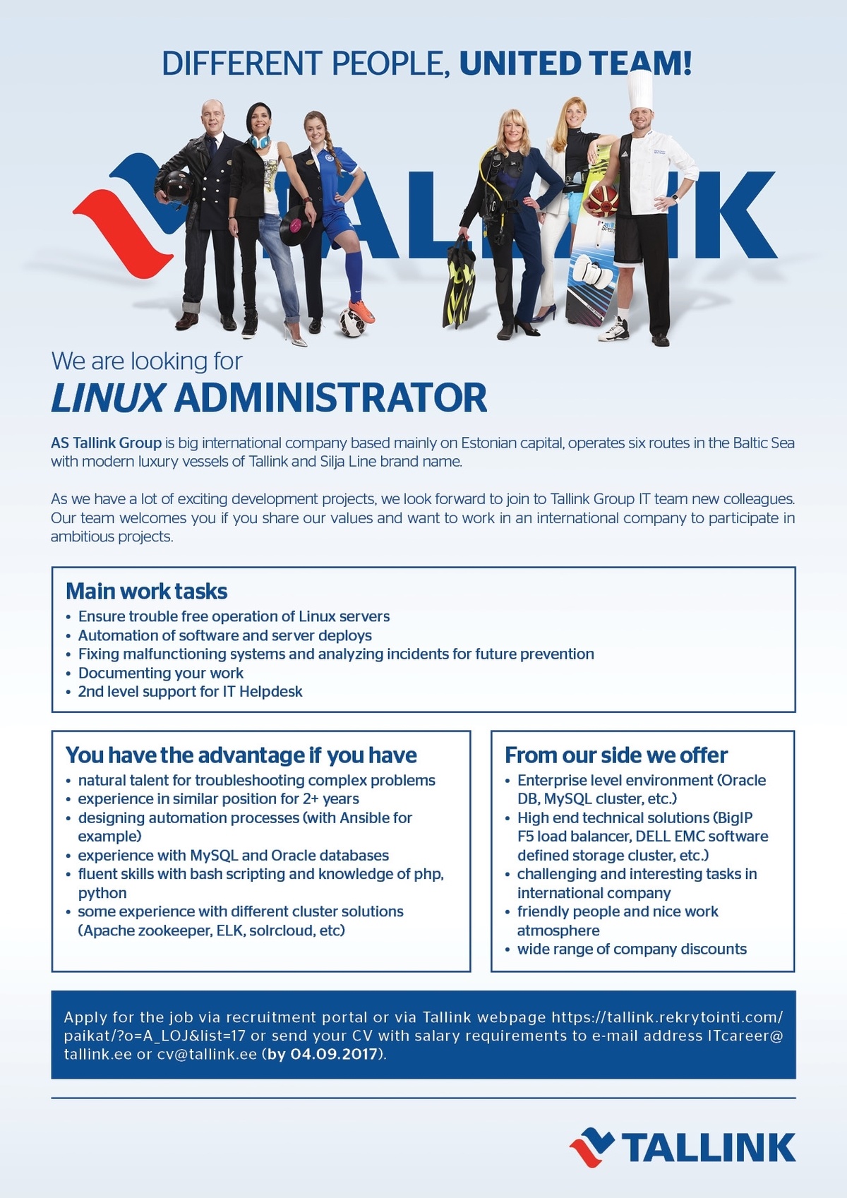 Tallink Grupp AS Linux administrator