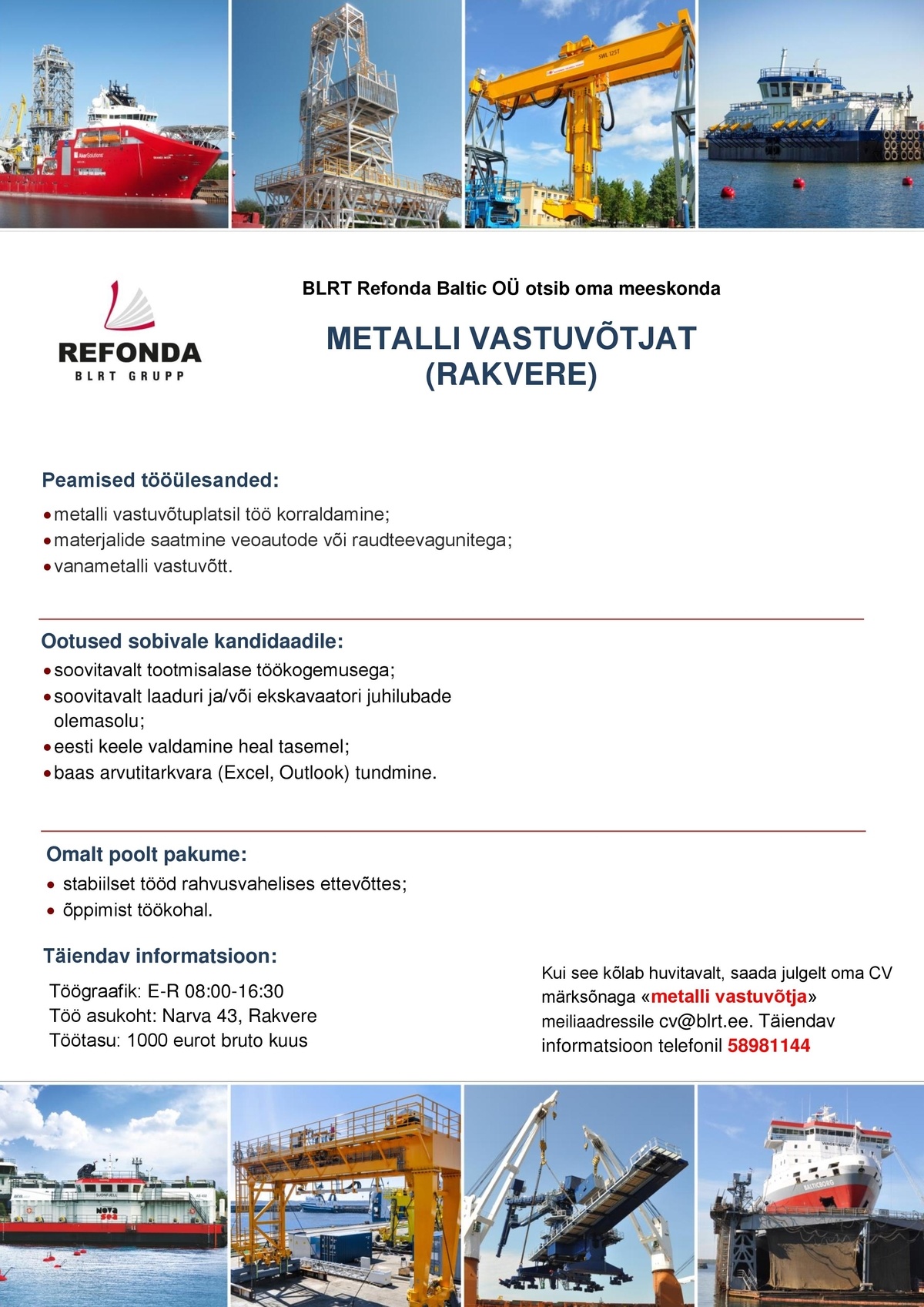 BLRT Refonda Baltic OÜ Metalli vastuvõtja (Rakvere)