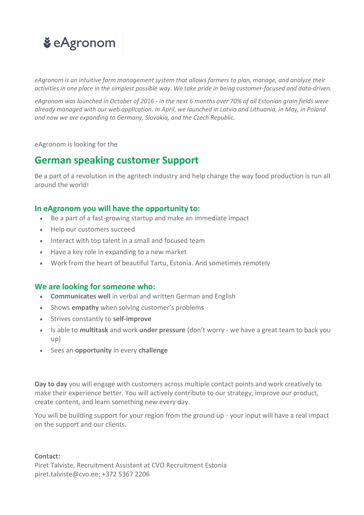 eAgronom German speaking Customer Support